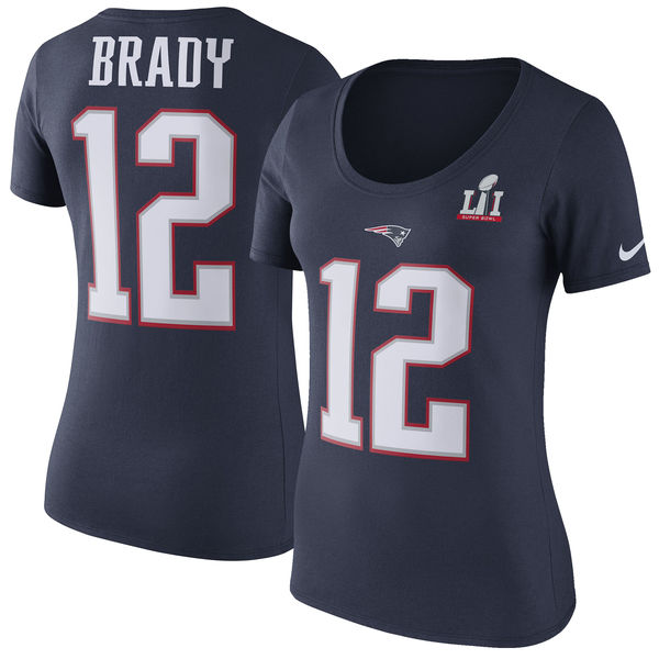 Tom Brady New England Patriots Nike Women's Super Bowl LI Bound Patch Player Pride Name & Number T-Shirt - Navy